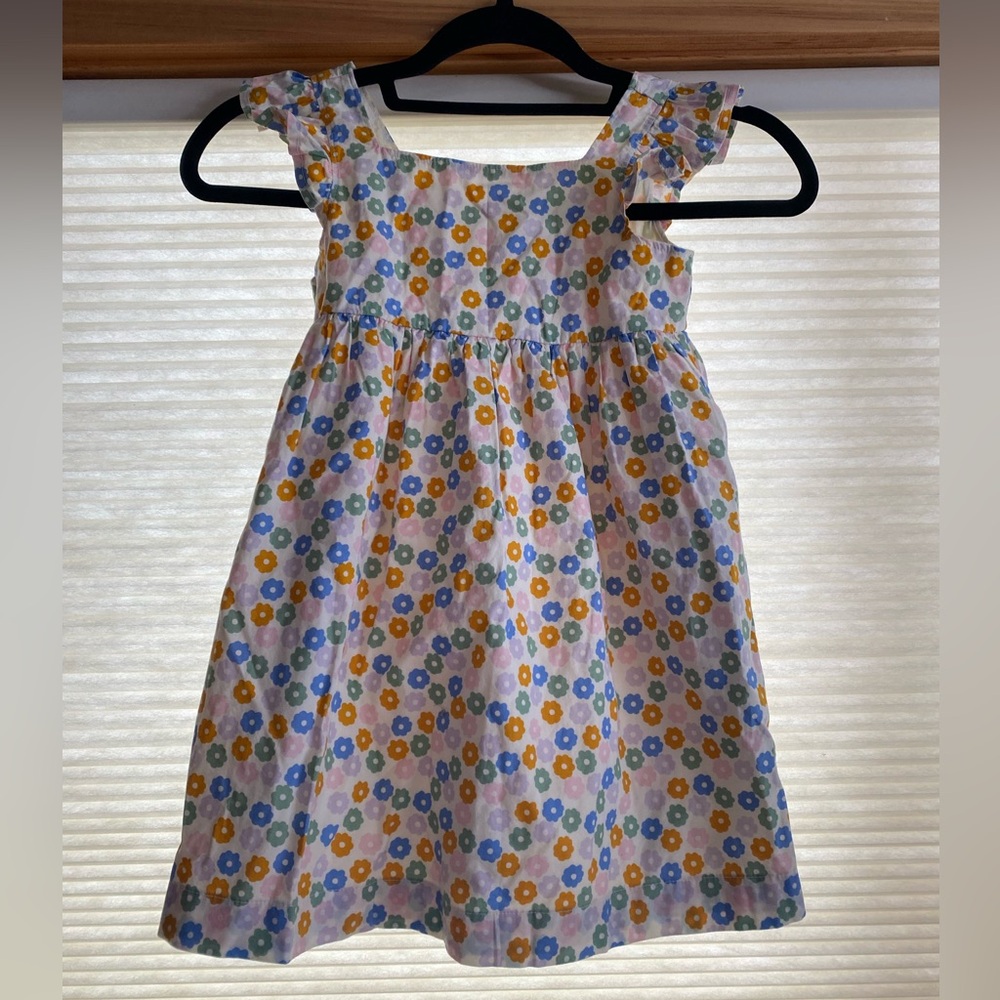 Hanna Anderson Floral Kids Dress with Ruffled Sleeves